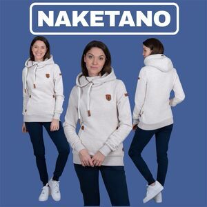 Naketano Hoodie Size Women’s Large Gray Cowl Neck Pullover Sweatshirt Logo